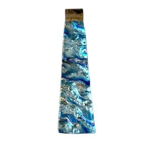 Statement Blue Resin Pendant For Necklace Ocean Inspired Long Tapered Design